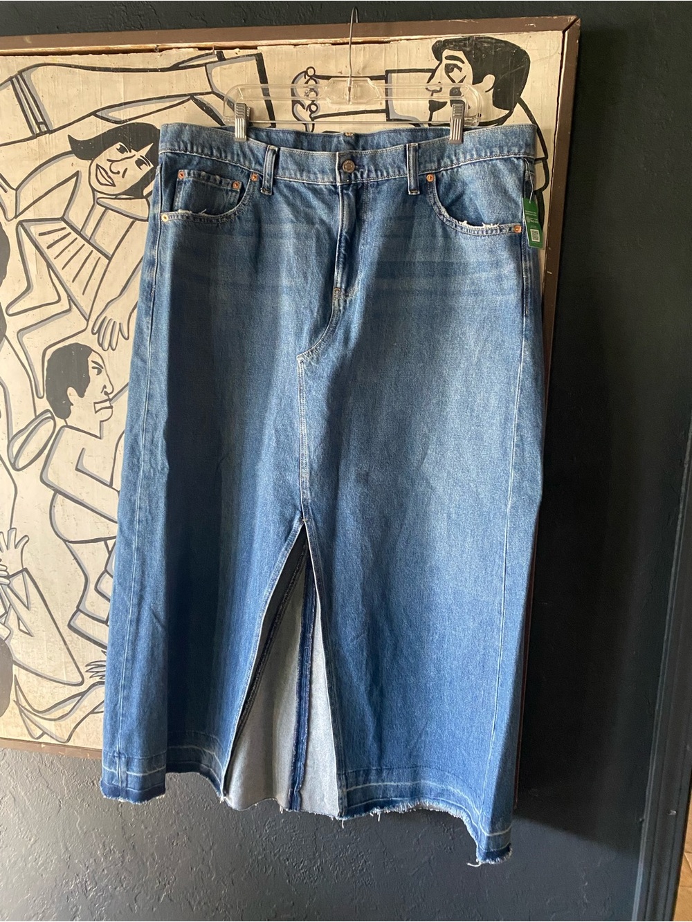 GAP Medium Blue Denim Maxi Skirt with Front Slit